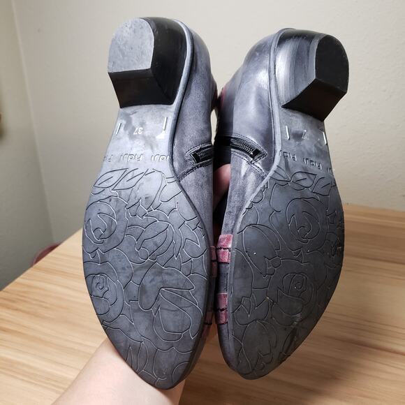 Fidji Women's 37 Pleated Multicolor Ankle Boot Purple Maroon Stripe Comfort Zip - Picture 6 of 9